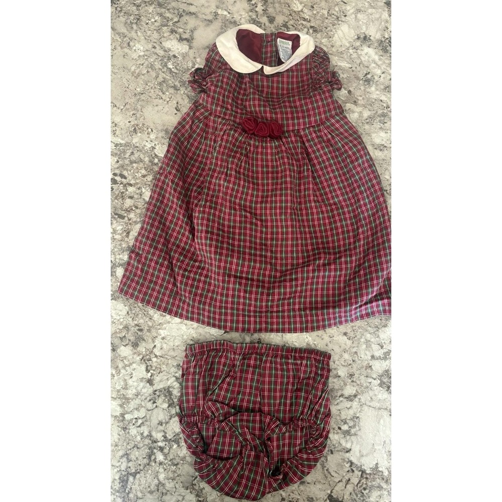 2002 Gymboree Holiday Christmas Plaid Dress 2 Piece‎ 100% Silk 6-12 Months Y2K